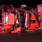 Southern California fire truck totaled on freeway