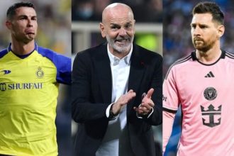 A combination of images showing Al Nassrs Cristiano Ronaldo (left), Al Nassr manager Stefano Pioli (centre) and Inter Miamis Lionel Messi. — Reuters/Files